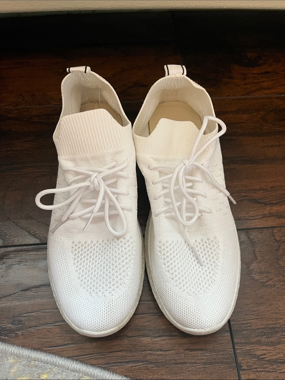 Danskin White Knit Slip-On Lace-Up Athletic Sneakers
